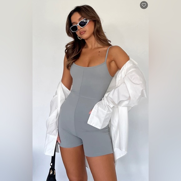 White Fox Boutique Pants - NWOT PERIWINKLE BLUE Clearly Into You Ribbed Playsuit (White Fox Boutique)